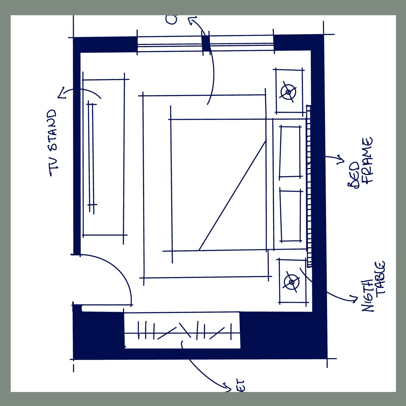 interior design process step 2 floor plan sketch